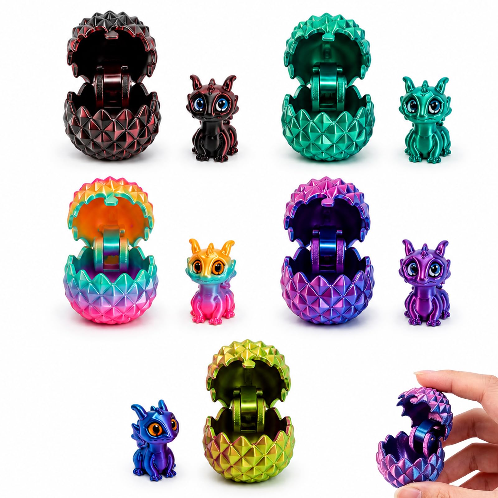 5 Dragon Egg, 3D Dragon Eggs with Dragon Inside,3D Printed Dragon, Miniature and Intricate, Ideal for Fantasy Enthusiasts and Decor Lovers