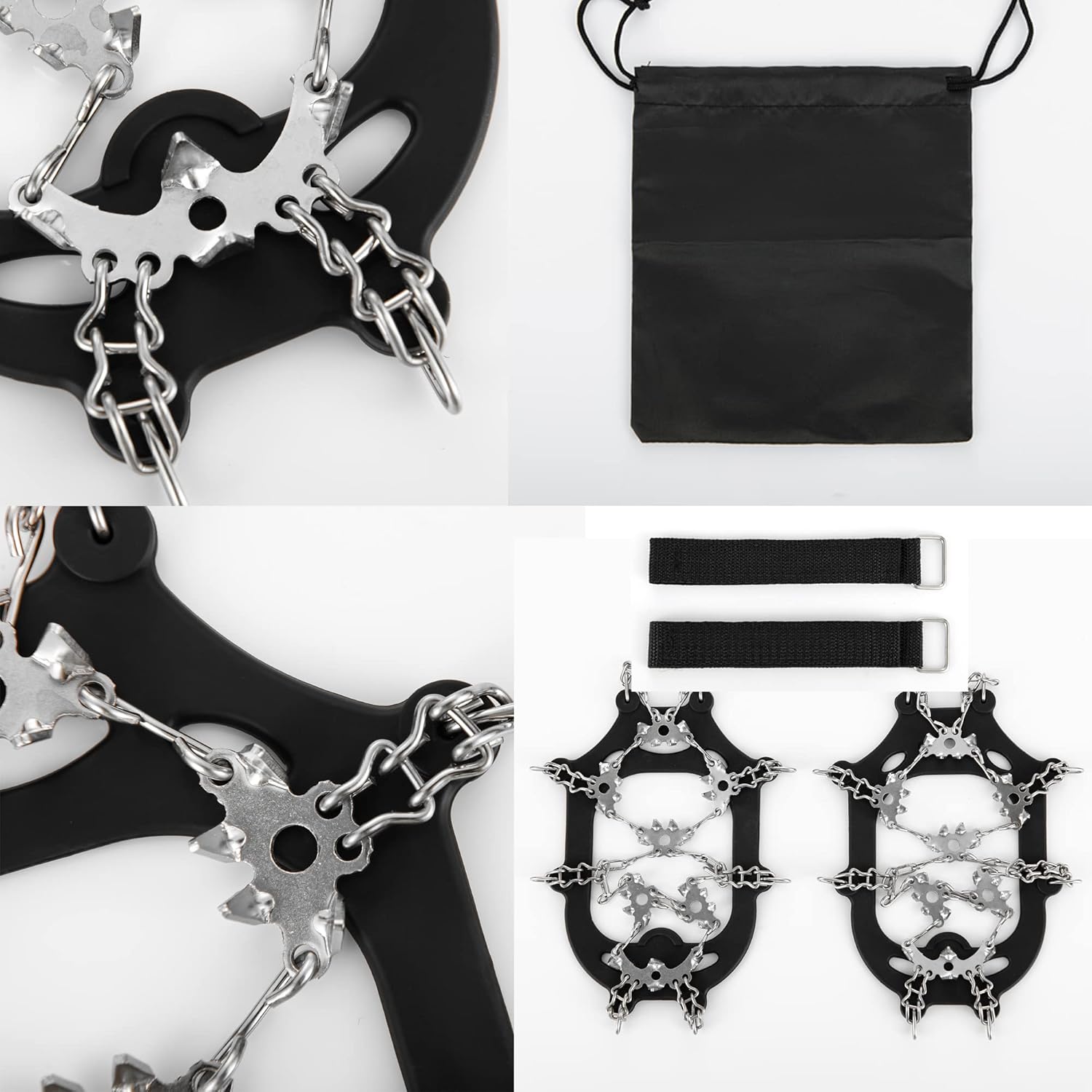 28 Spikes Crampons - Ice Cleats for Shoes and Boots, Stainless Steel Crampons for Hiking Boots, Climbing Spikes Traction Cleats Shoe Ice & Snow Grips for Women Men Kids, Double Chain Snow Cleats : Clothing, Shoes & Jewelry