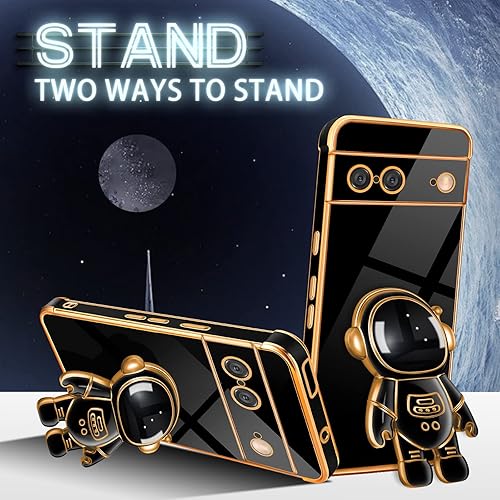 Miniatura 9 de Funda para Google Pixel 7, fundas Pixel 7 con soporte de astronauta para mujeres y niñas, diseño de corazón de amor, chapado en oro, 6D con soporte