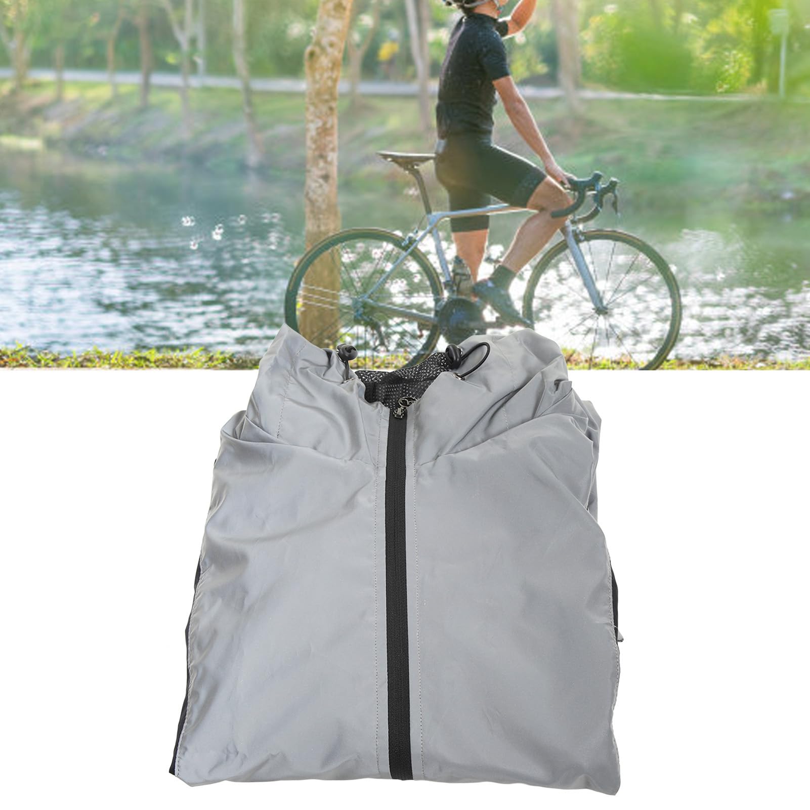 Jauarta Cycling Jacket Windproof Super Bright Reflective Hooded Raincoat for Running Hiking Climbing (XL)