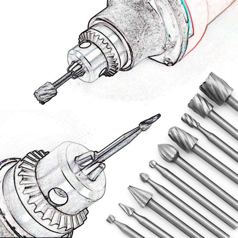 HSS Router Carbide Engraving Bits and Router Bit Set 1/8"(3.2mm) Shank HSS Rotary Router Bits Tool for DIY Woodworking Edge Grooving Wood Deburring Engraving and Milling,20 Pcs