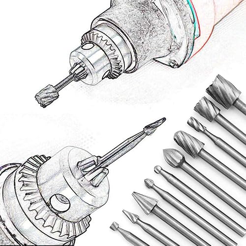 Miniatura 4 de Juego de brocas de grabado de carburo HSS y brocas de enrutador de 18 pulgadas (0.126 in) vástago HSS Rotary Router Bits Herramienta para bricolaje