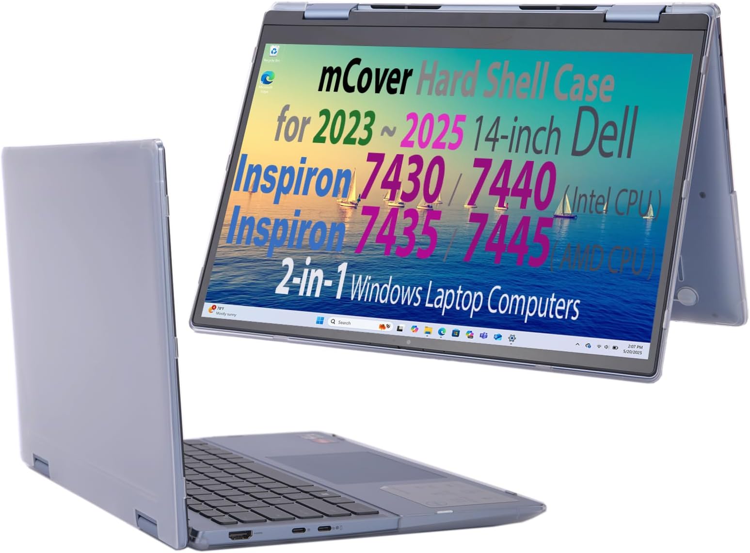 mCover Case Only Compatible with 2023-2024 14" Dell Inspiron 7430/7435 / 7440/7445 2-in-1 Windows Notebook Computer (Not Fit Other Dell Models) - Clear