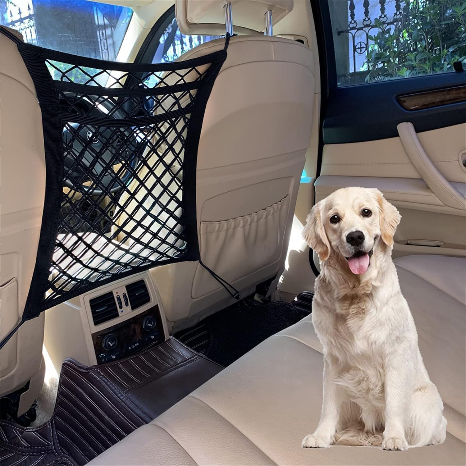 AutoBizarre 3-Layer Stretchable Pet Barrier Safety Net Mesh Organizer for All Cars Vans & Trucks
