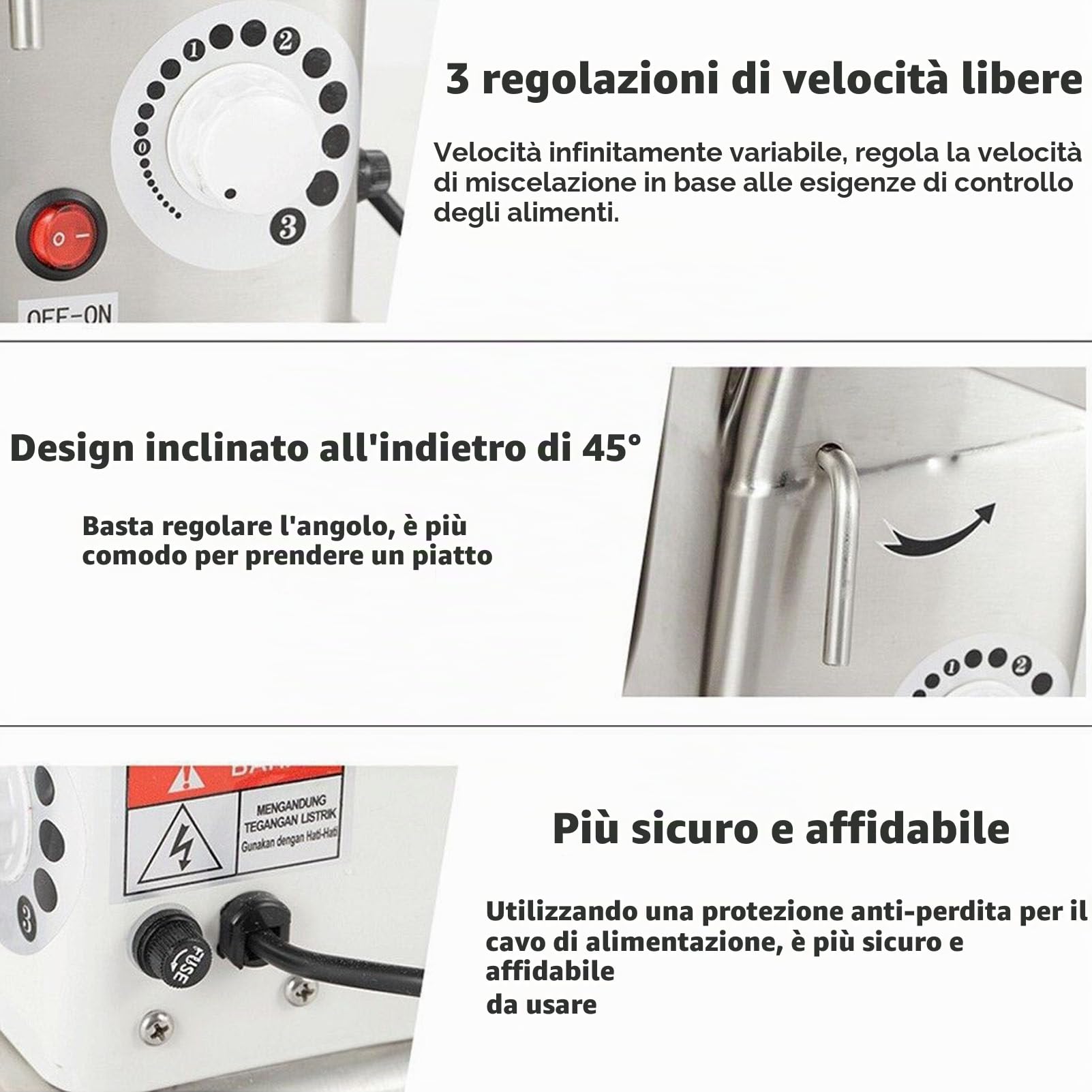Impastatrice planetaria, impastatrice per Alimenti, impastatrice elettrica per Dolci da 10 Litri e 500 W, con Ciotola, Gancio, Frusta, separatore per Uova, per Pasticceria, Pizzeria, ristora