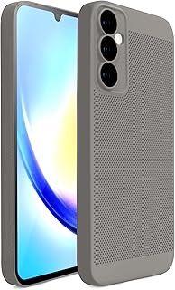 جراب حماية خلفي صلب بتصميم نحيف وجيد التهوية مضاد للصدمات لتبديد الحرارة من البولي كربونات مع واقي عدسة كاميرا لموبايل سامسونج جالاكسي S23 FE 6.4 بوصة شبكة الجيل الخامس 5G من دلـع موبايلك - رمادي