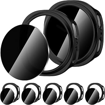 Suoman 5+5 Pack for Samsung Galaxy Watch 8 44mm Privacy Case, [Anti-Peeping] Tempered Glass Screen Protector, Hard PC Hollow Out Bumper Protective Cover