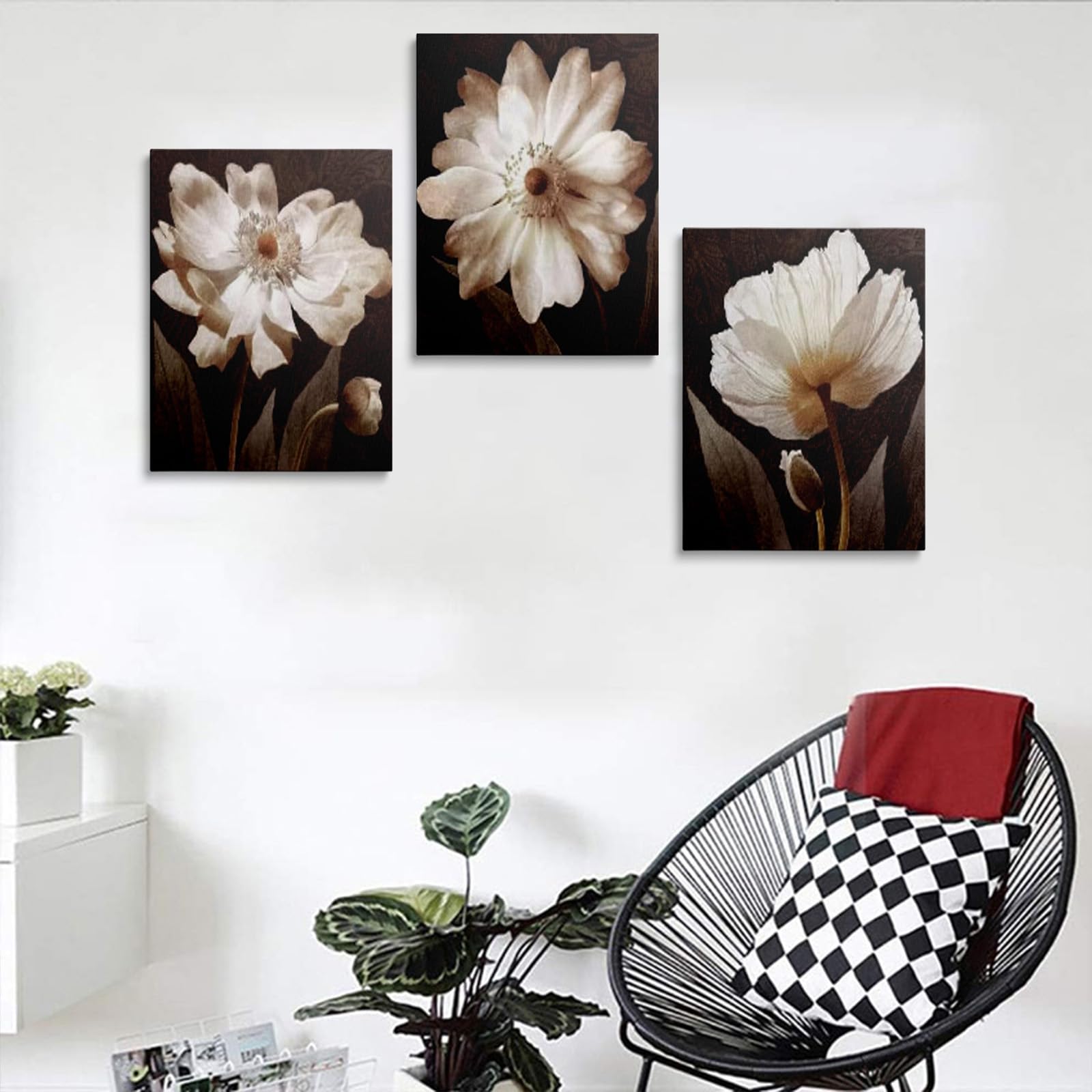 Wall art for Living Room White Lotus Flower Bloom Picture Prints Artwork Bathroom Wall Decor Framed for Home Office GBYH0405 - Image 4