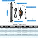 HiTauing Chauffe-eau, 50W/100W/200W/300W/500W Chauffe-citerne submersible pour poissons avec protection contre les surtempératures et extinction automatique lors de la sortie d'eau pour l'eau salée et douce