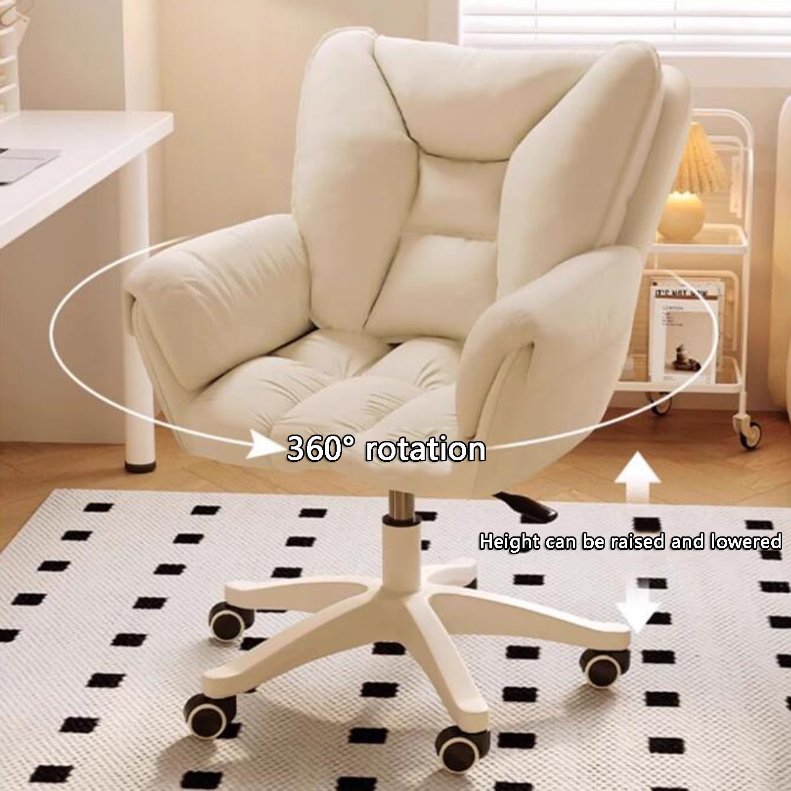 Sedia Girevole ergonomica Regolabile in Altezza per casa, Ufficio, Soggiorno, Camera da Letto - Braccioli Comodi con Comfort di Livello Professionale