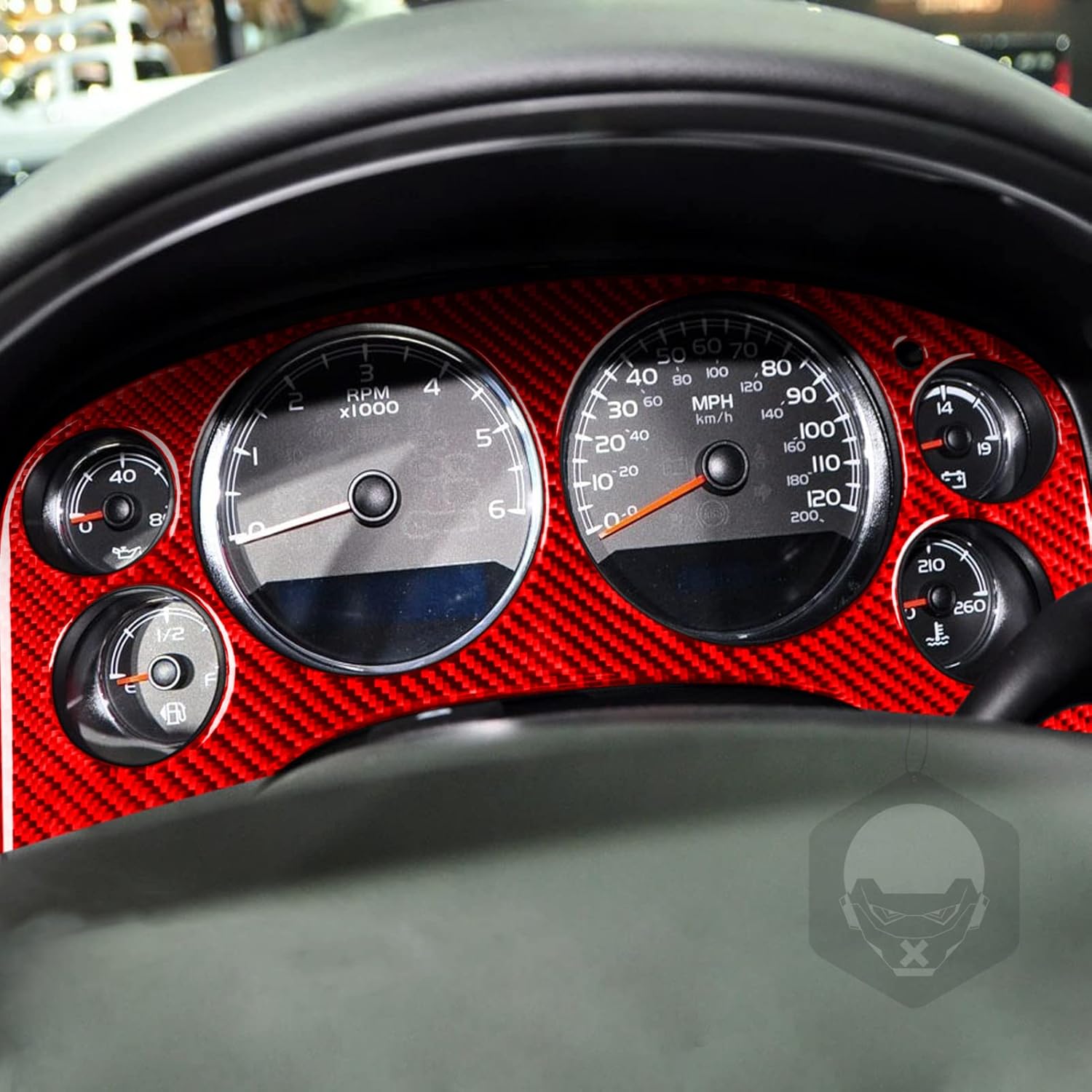 Real Red Carbon Fiber Car Dashboard Speedometer Panel Decorative Cover Sticker Set Compatible with Chevrolet Avalanche/Silverado LTZ 2007 2008 2009 2010 2011 2012 2013 Auto Interior Accessories