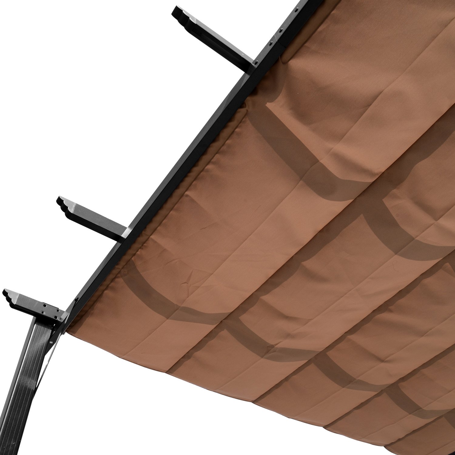 Outsunny Pergolato da Giardino 3x4m Gazebo Pergola Esterno Grigio Marrone