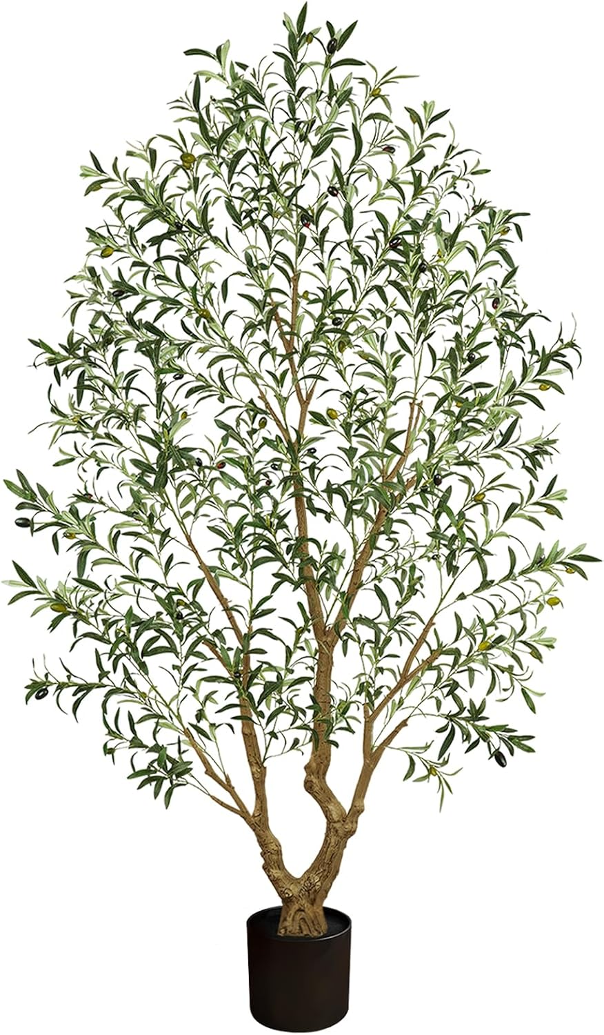 8' Artificial Olive Tree with Black Planter