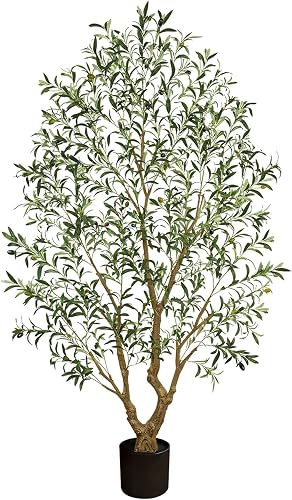 Olive Trees Artificial Indoor: 96% Lifelike - Can't Tell from 6ft | 98% Find More Realism Than Expected - Sturdy Base Premium Quality For Living Room Bedroom - Space-Enhancing Beauty