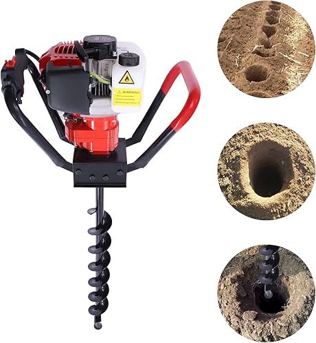 Miniatura 3 de Excavadora de agujeros de poste, 43 CC 1.7 HP, extractor de agujeros de poste de gasolina de 2 tiempos con 3 brocas para plantas de jardín de granja
