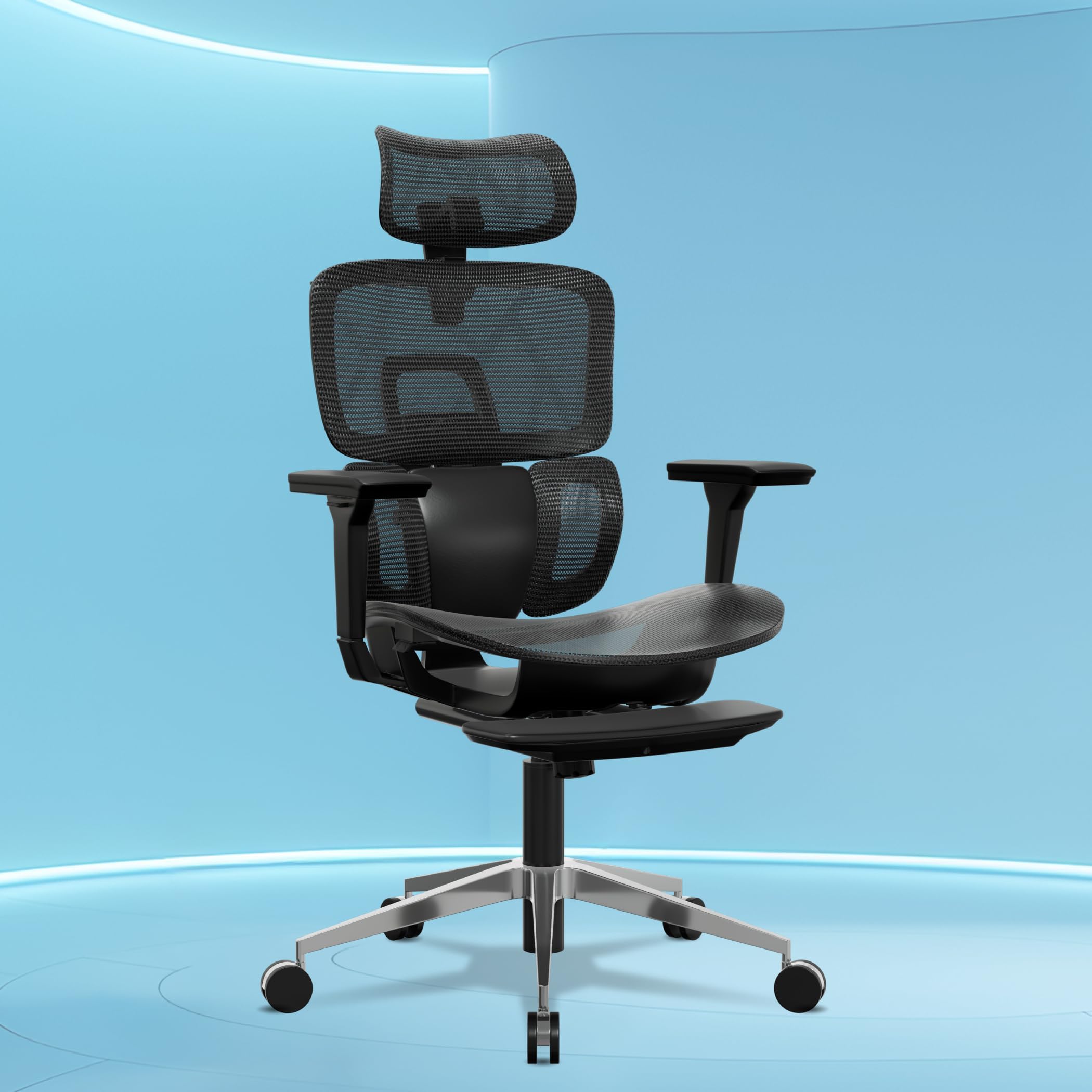 Ultron Premium Ergonomic Office Chair | Ultra Spine Protection | Extendable Footrest | Smart Flexi Backrest | 3D Adjustable armrests and headrest | Free Installation | Black