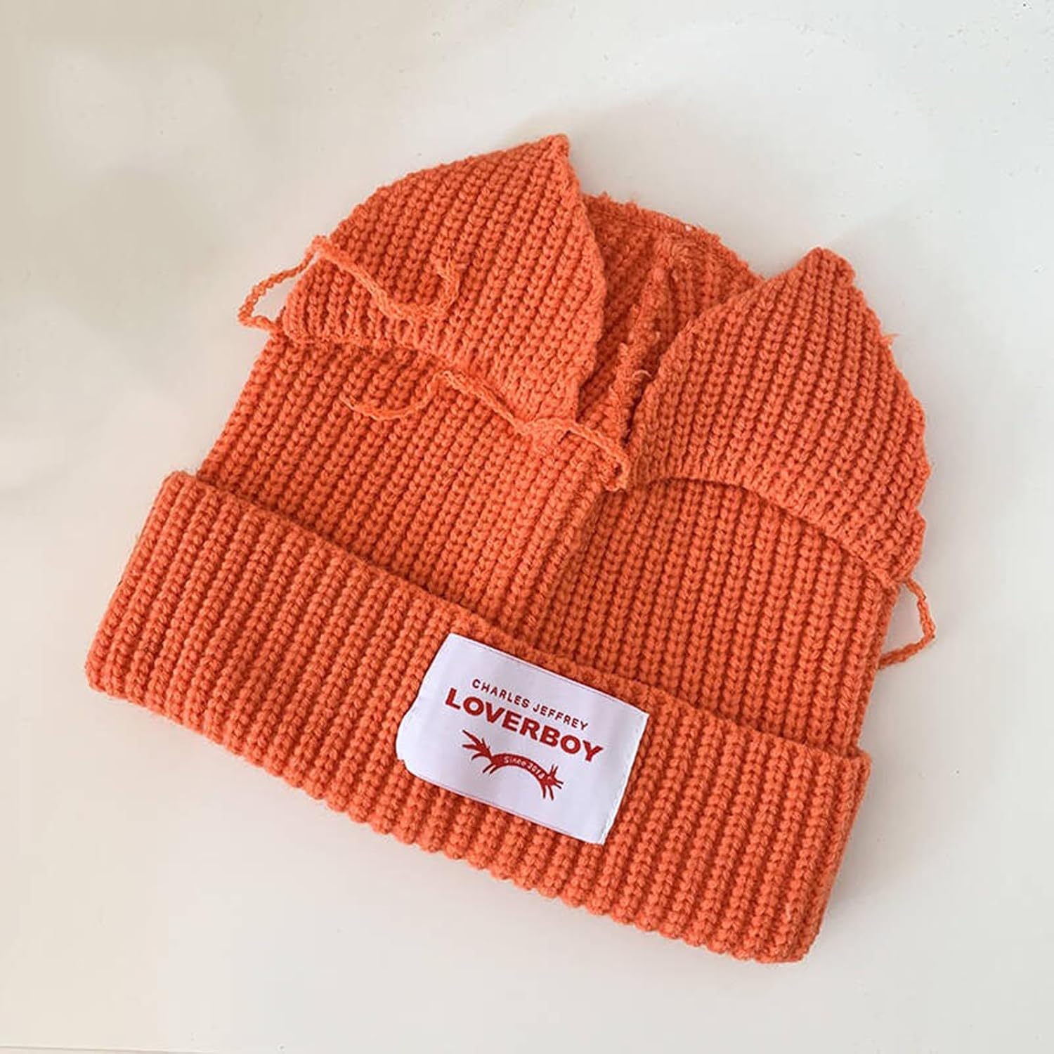 Knitted Beanie Hat for Women Men Cute Bunny Long Ear Hat Slouchy Cat Ear Hat Crochet Fluffy Winter Warm Rabbit Y2k Skull Cap
