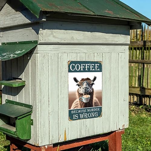 Miniatura 8 de Letrero de metal con texto en inglés "Camel Coffee Because Murder Is Wrong", vintage, para dormitorio, hogar, cocina, hotel, bar, cafetería,