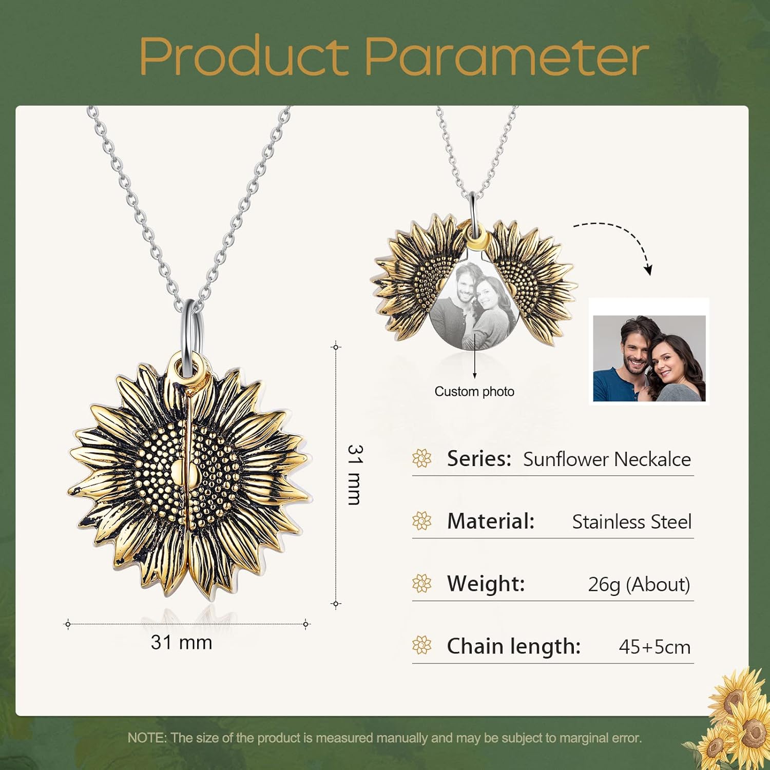 Jewelstruck Personalized Sunflower Gifts for Women You are My Sunshine Necklace Engraved Photo Locket Sunflower Necklace for Women Birthday Gifts Mothers Day Anniversary - Image 6
