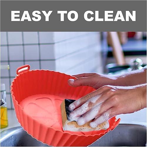 Miniatura 4 de Forros para freidora de aire, paquete de 2 accesorios de silicona para bandeja de freidora de aire. Bandejas reutilizables para hornear bandeja de