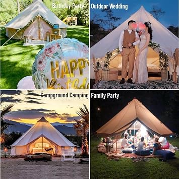 Pyramid Round Bell Tent Canvas Yurt Tent With Zipped Groundsheet For Family Outdoor Camping