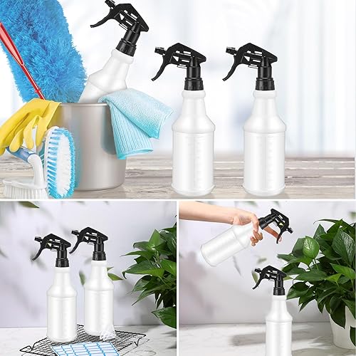 Miniatura 4 de Zubebe Paquete de 24 botellas rociadoras de plástico de 32 onzas a granel, botellas de spray vacías a prueba de fugas resistentes para suministros