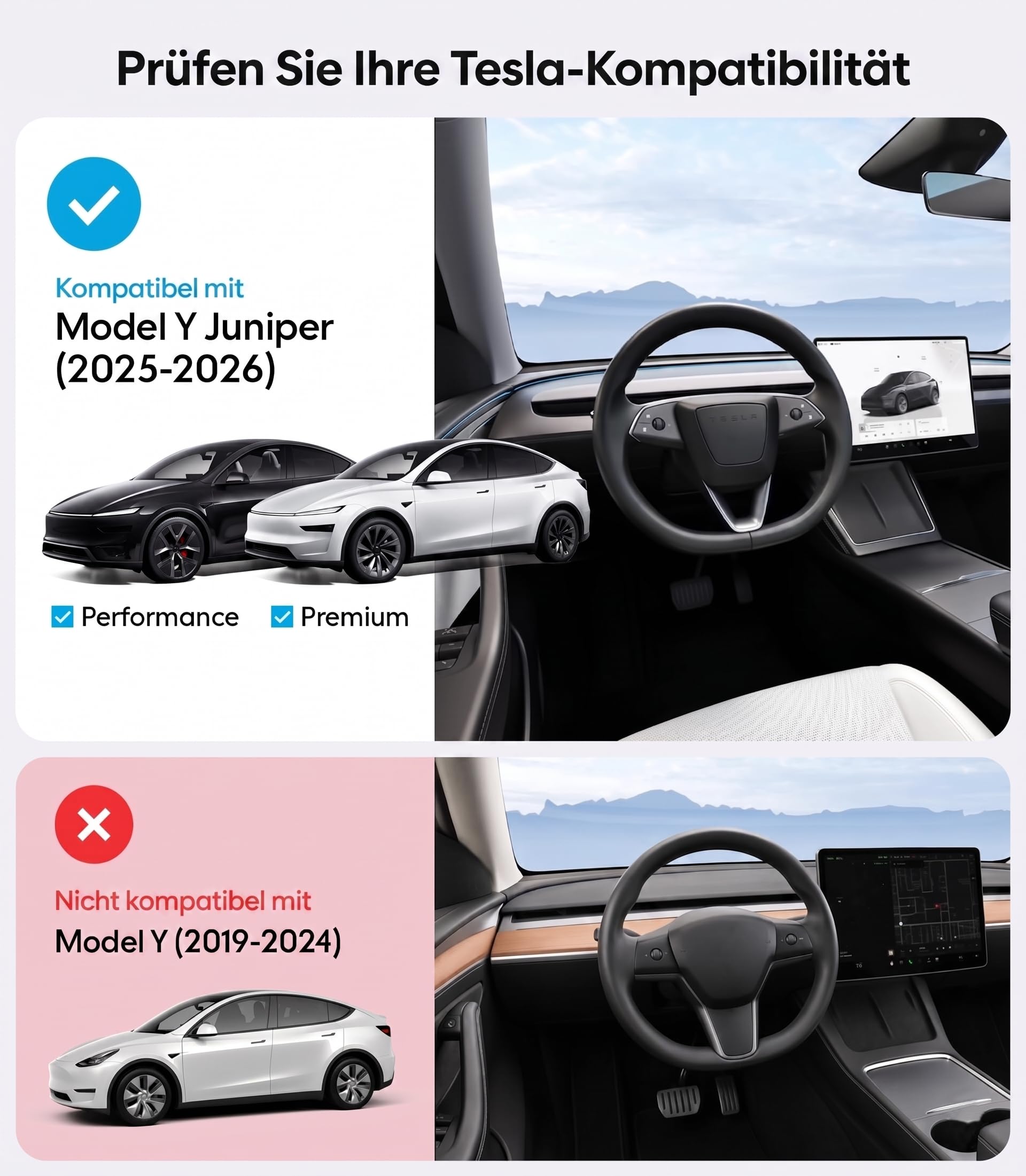 Wigoo 2025 Tesla New Model Y Wacholderzubehör Sonnenschutz Dach [Never Sag, Nano Ice-Crystal Coatings] 3-Gen Wärmedämmung Glasdach Sonnenschutz, Zubehör für Tesla Juniper Model Y, Innengrau