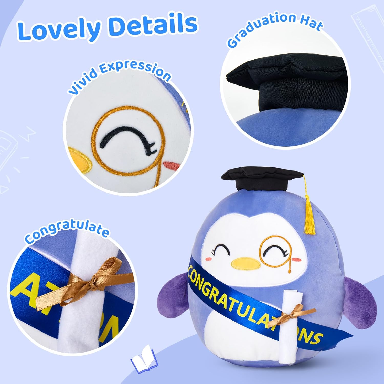 Houwsbaby 13'' Class of 2024 Graduation Penguin Plush Pillow,Graduation Stuffed Animal,Graduation Gift,Graduation Plush Toy,Graduation Decoration,for Graduates Graduation Party