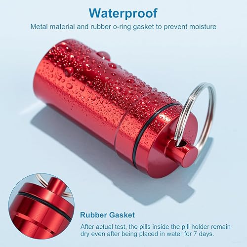 Miniatura 3 de Keychain Pill Holder for Nitroglycerin, 2 Pack Mini Waterproof Portable Travel Purse Pocket Pill Case, Keychain Fob Container for 25ct