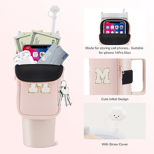 Miniatura 3 de Bolsa para botella de agua con inicial para Stanley, monograma personalizado compatible con Stanley Quencher de 40 onzas e Iceflow 2030 oz para