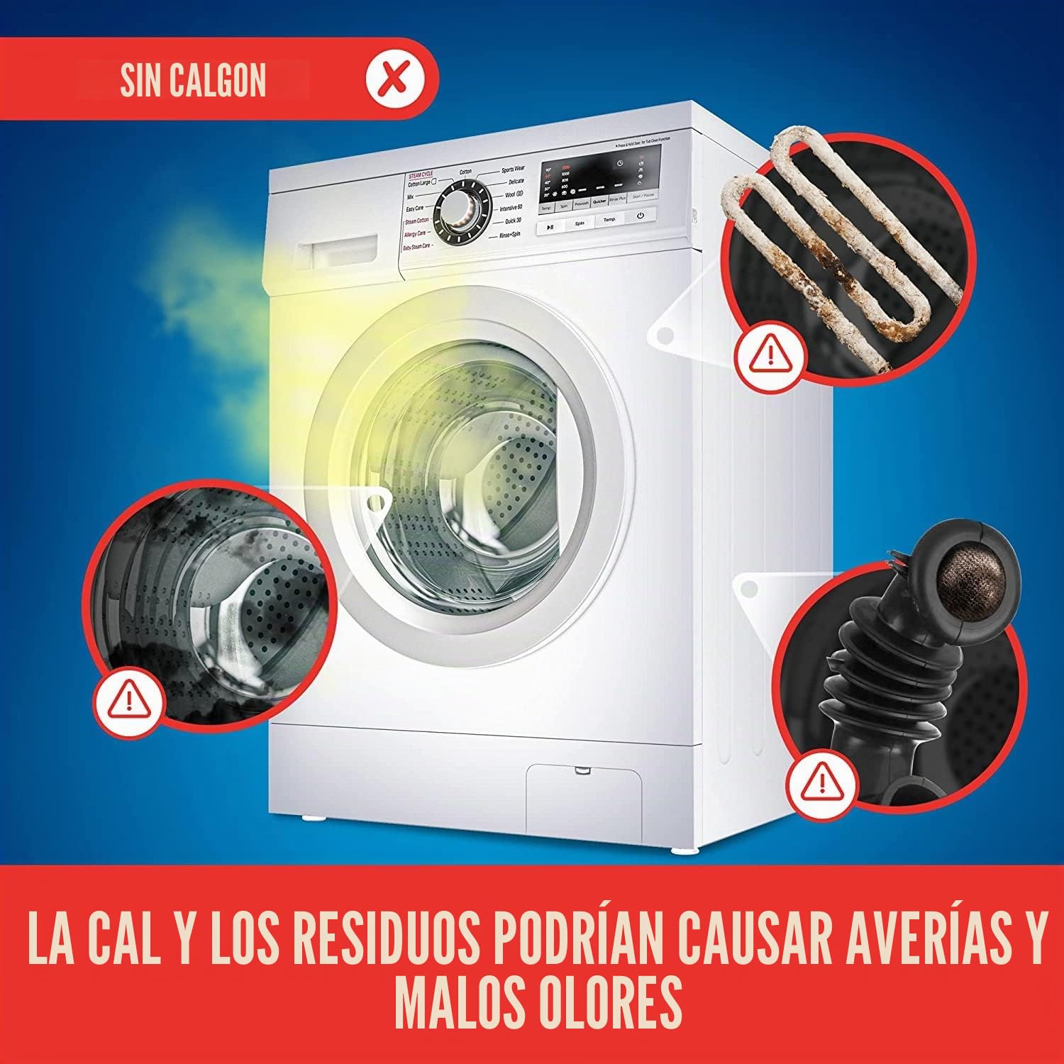 Calgon Power Gel 4 en 1, 8 paquetes de 750 ml de antical para lavadoras, aditivo para protección contra la cal, la corrosión, la suciedad y los malos olores. Total de 6 litros