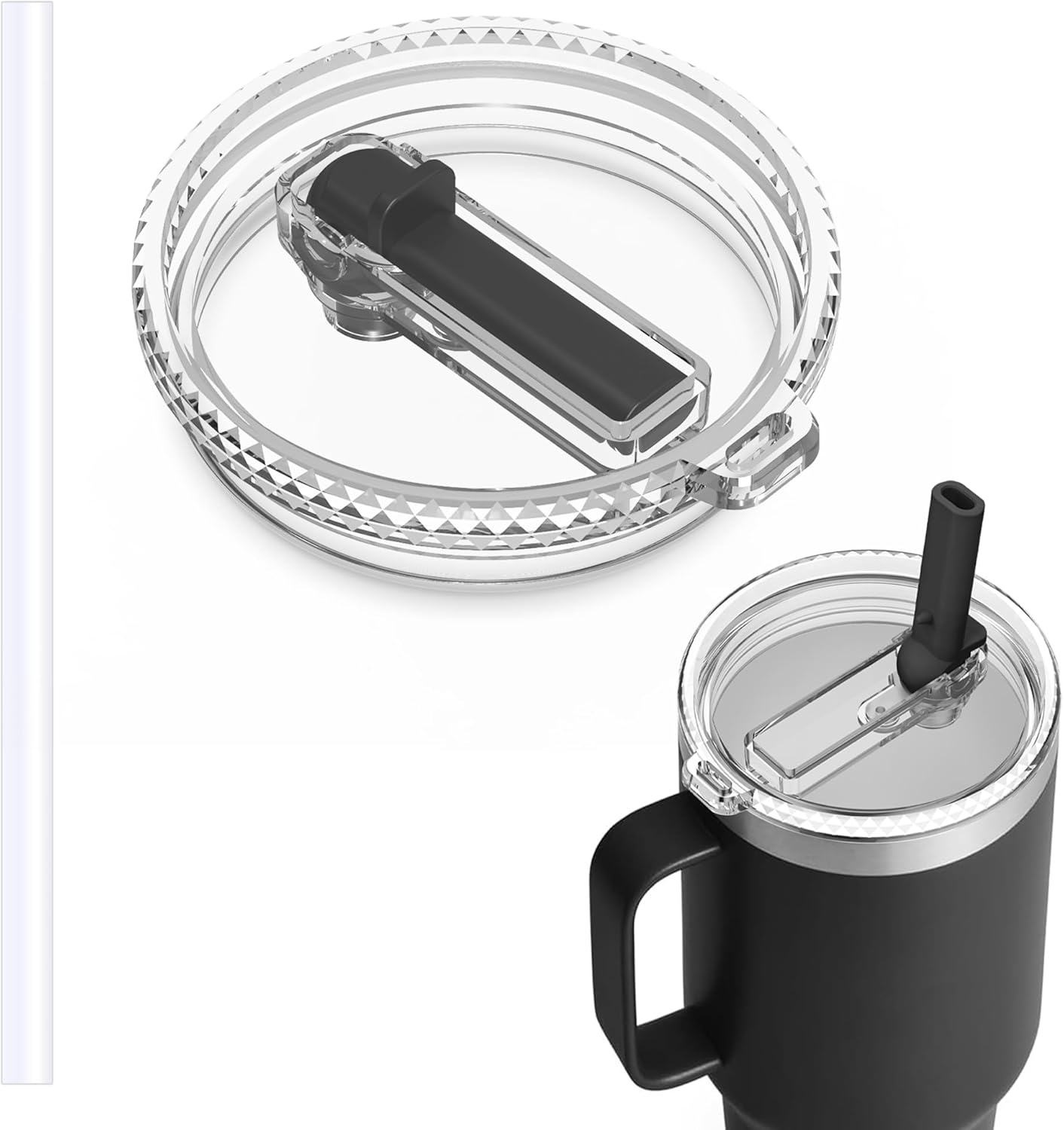 Straw Lid for YETI 30/32 oz Tumbler, 30 oz Replacement lid Shatter-Proof Dishwasher-Safe, and BPA-Free Yeti Lid and Straw (Push-on Lids)