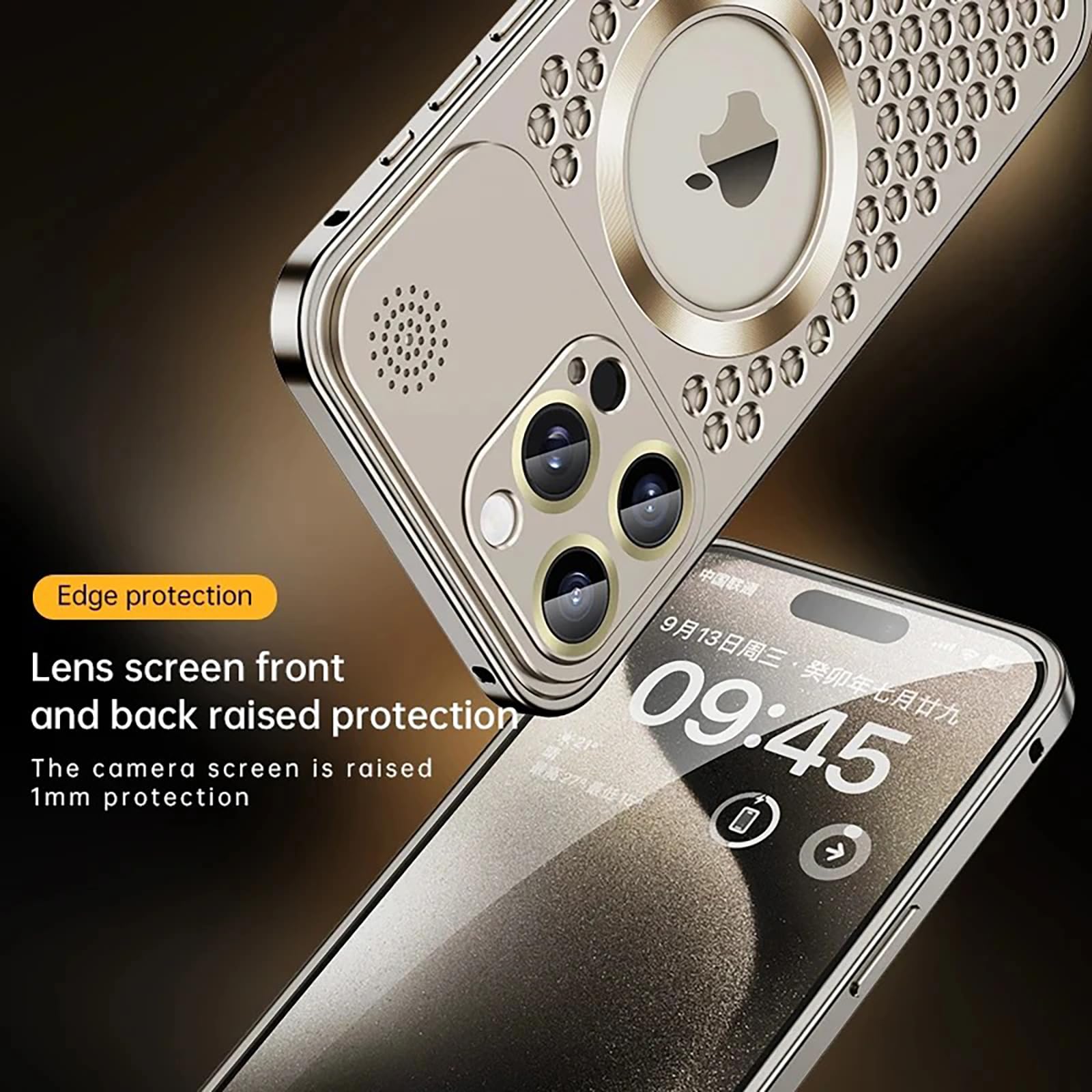 Geeignet für iPhone-Handyhülle, Aromatherapie-Hülle, Metallnetz-Linse, magnetisches Tauetikett, Federschnalle, Schutzhülle (Silber, iPhone 14Promax)