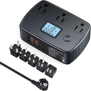 Voltage Converter US to Europe 220v to 110v Converter with PD30W and LCD Display, 250W Step Down Converter Travel Power Converter Adapter Combo for EU/UK/AU/Asia/India/South Africa