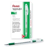 Pentel RSVP Ballpoint Pen, (0.7mm) Fine Line, Green Ink, Box of 12 (BK90-D) – view 1