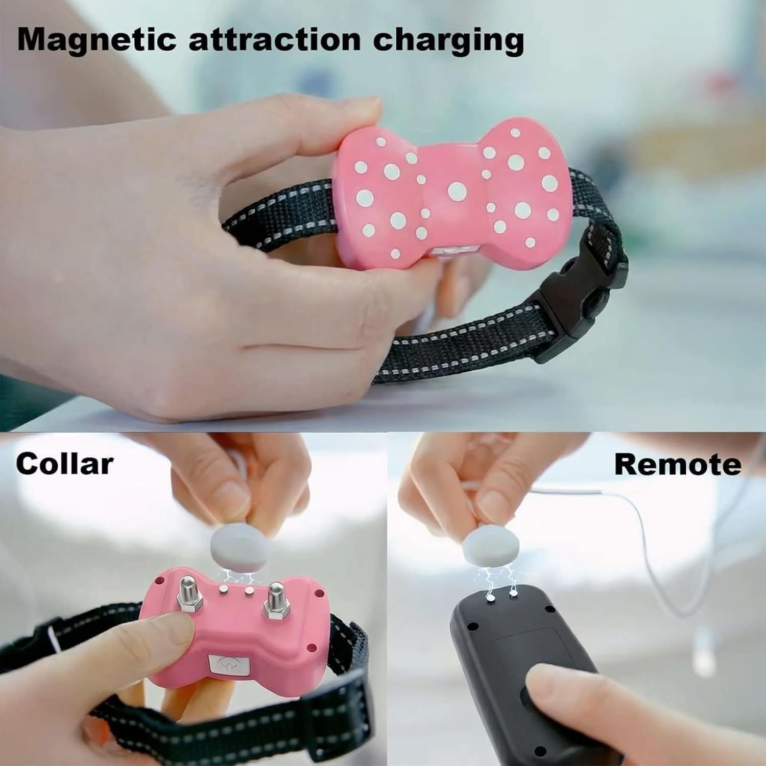 Dog Shock Collar 2 Dogs(5-130lbs) Rechargeable & IPX7 Waterproof Dog Training E Collar 3300FT, Dog Shock Collar with Remote Control Small Medium Large Humane Anti-Bark Training(Pink+Black)