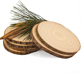Natural Wood Slices 8-9 Inches 6 Pcs Large Wood Slices for Centerpieces Unfinished Wood Rounds for Crafts and Table Decorations Rustic Wedding Centerpiece Wood Circles for Holiday Decor DIY Projects
