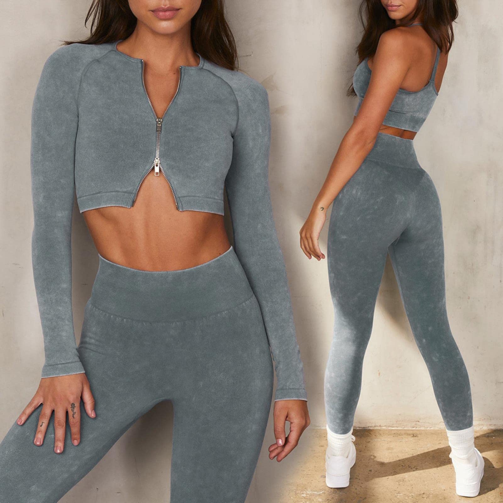 NIAN Sport Set Donne Senza Cuciture Yoga Set Reggiseno Sportivo Manica Lunga Crop Top Sport Top Gym Leggings Yoga Pantaloncini Vestiti di Allenamento Per Le Donne