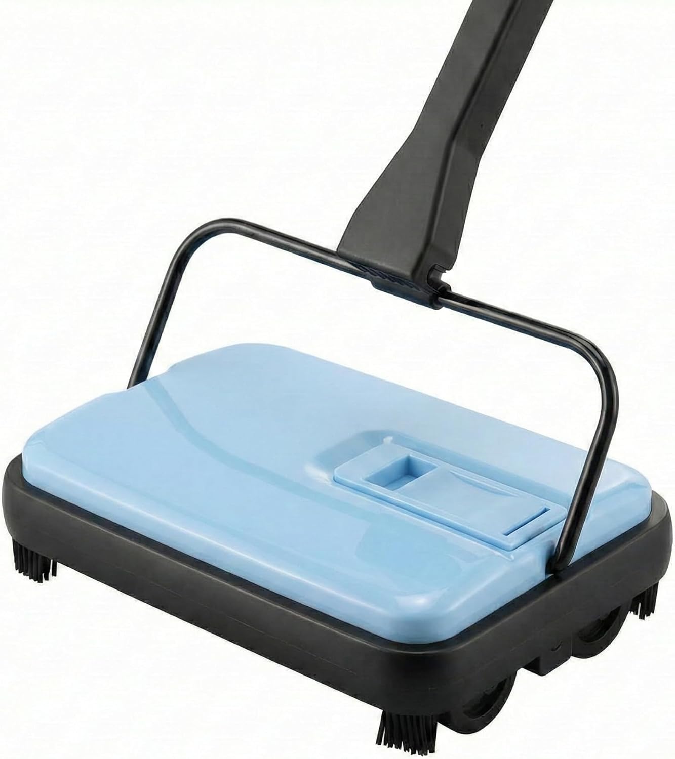 Manual Carpet Sweeper, Electric-Free Quiet Floor Sweeper with 300ml Easy-Empty Dustbin, 6.7” Cleaning Width for Pet Hair, Crumbs, Dust on Carpets, Hardwood, Tile - Home & Office Use (Black)