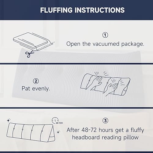 Miniatura 9 de Z-hom Almohada de cabecera individual, almohada de lectura de cuña triangular para cama o sofá, cojín ergonómico para respaldo para sentarse, leer o