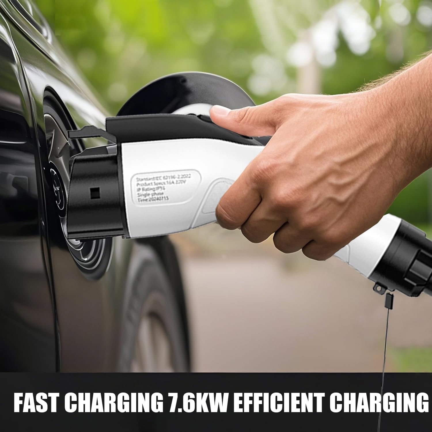 Portable Level 2 EV Charger 240V 32A (7.68kw) - Portable Electric Vehicle Charger with 25ft Charging Cable NEMA 14-50 Plug, IP65 Waterproof & Fireproof, Compatible with All J1772 Evs