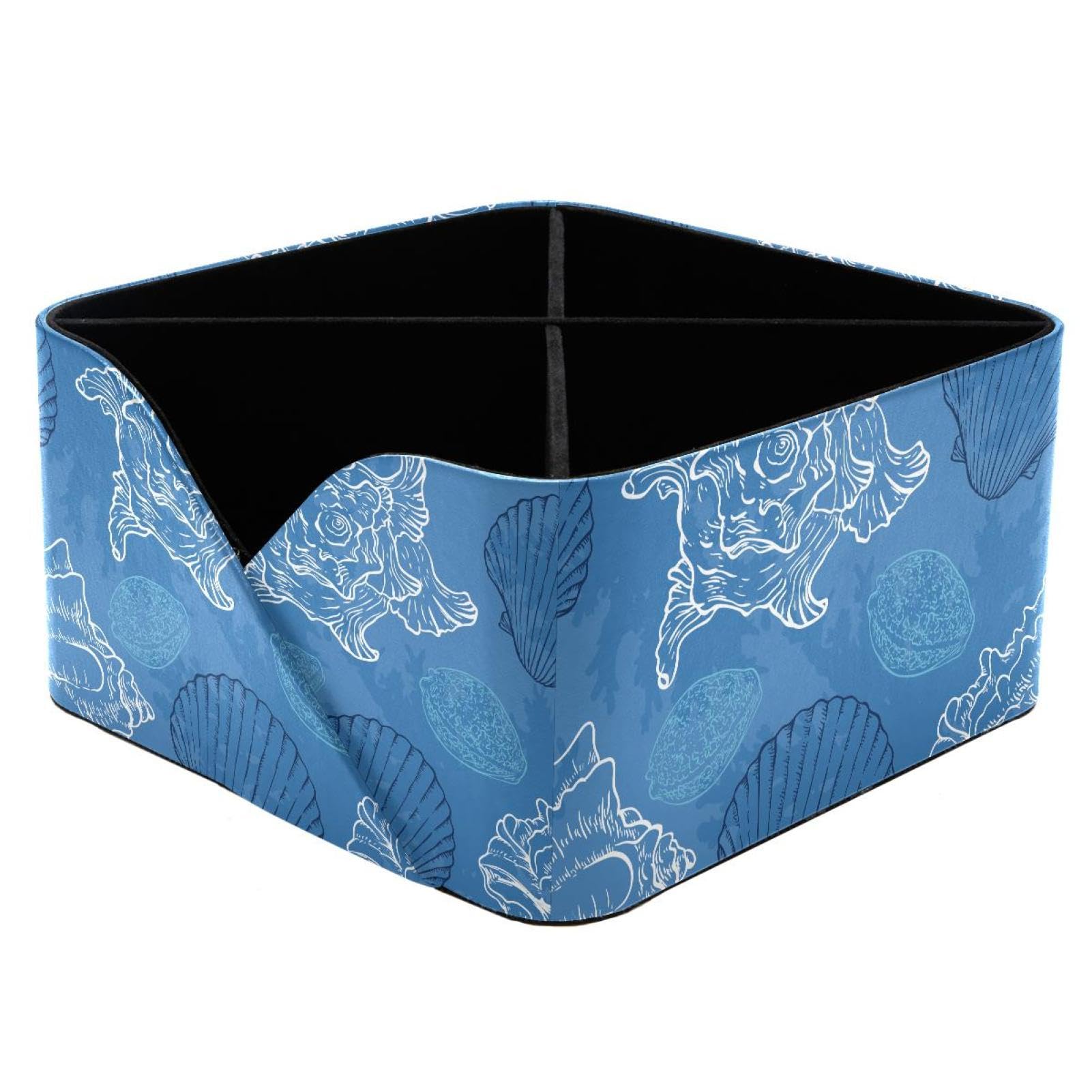 KengjuTesu Conch Beach Blue Desktop Organizer Pen Holder, Rectangular Pencil Cup for Office, Study and Makeup Stations