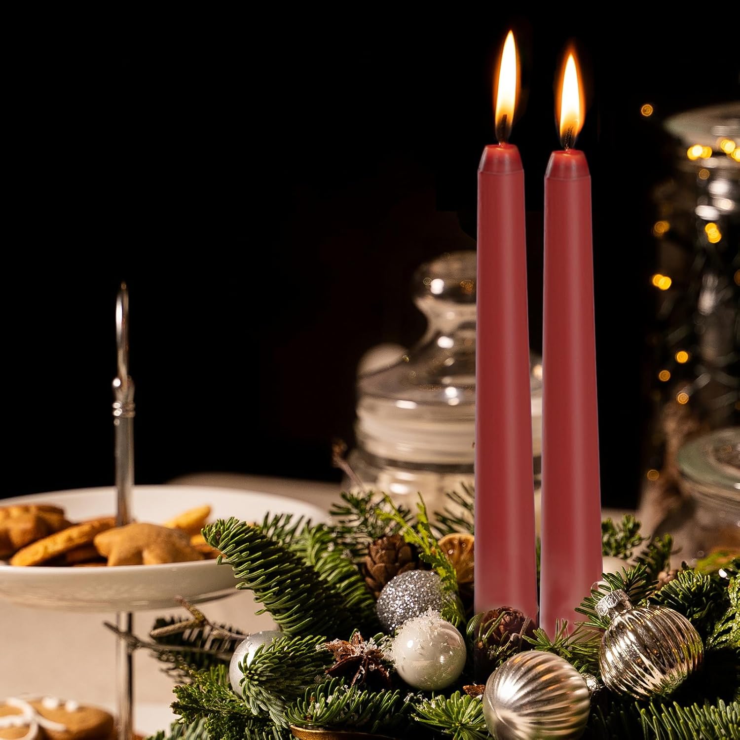 KONNI 0.87×10 Inch Dark Red Taper Candles, Unscented and Smokeless Tall Candlesticks, 10 Pack Tapered Candles with Cotton Wicks, Long Burning, Ideal for Weddings, Dinner Parties, and Home Décor - Image 6