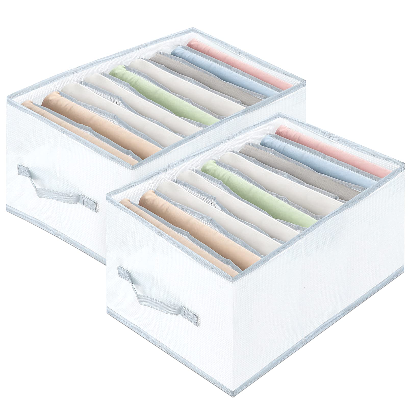 Organizzatore Per Armadio Yotako 2 Pezzi, 9 Scomparti, Pieghevole In Tessuto Con Maniglia, Per Calze, Biancheria Intima, Reggiseni, Bianco, 44x28x22 Cm - 2