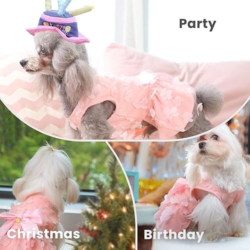Miniatura 6 de Laifug Vestido de perro con estampado de cachorro, vestido de princesa para perro, ropa de fiesta linda (rosa, M)