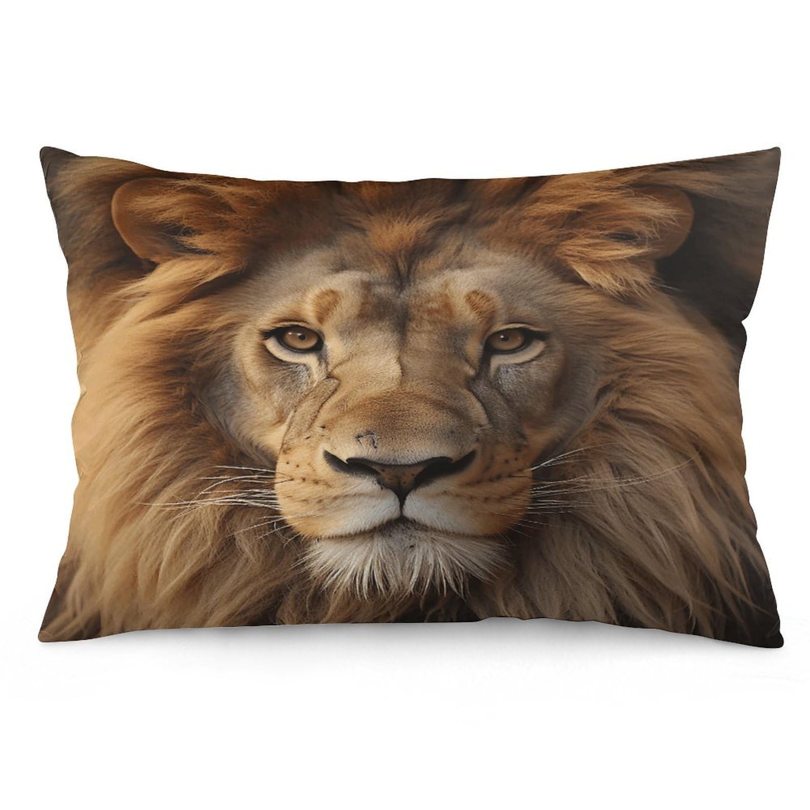 African Lion Head Throw Pillow Cover Soft Pillow Case Decorative Lumbar Pillow Cover Cozy Throw Pillowcase Polyester Rectangular Cushion Case Decor for Couch Sofa Bed