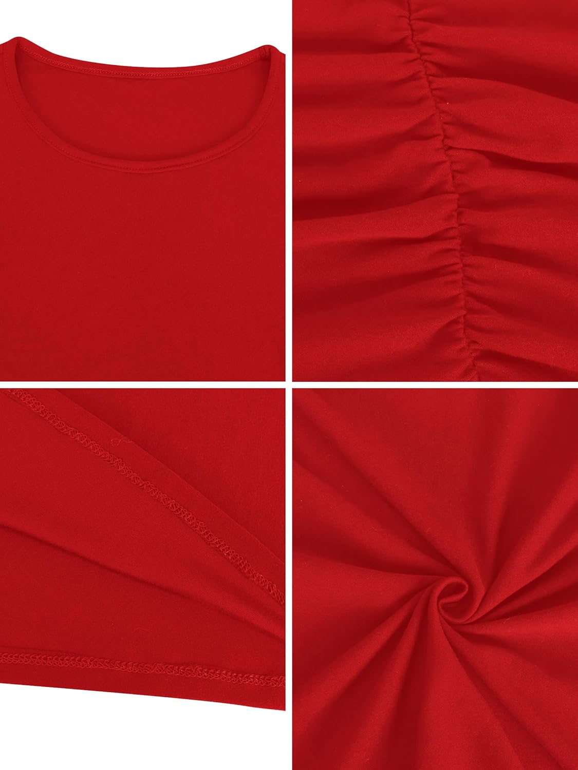 Missufe Women's Crew Neck Long Sleeve Ruched Knee Length Bodycon Casual Dress Sheath Sundress - Image 6