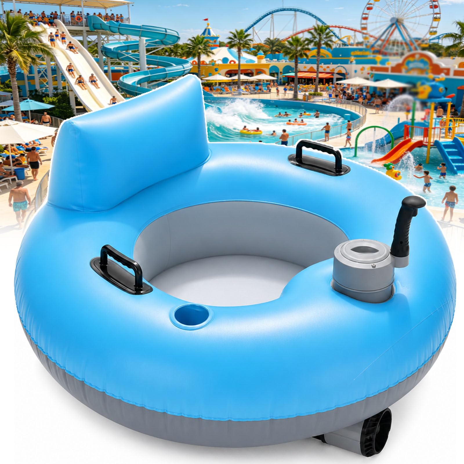 smafoseedding Electric Inflatable River Tube Float,50w Motorized River Run Tube For Adult,Heavy Duty Motorized Tubes Floating/Pool Float W/Backrest,360° Rotation For Pool,Lake,Sea,Summer Water Beach