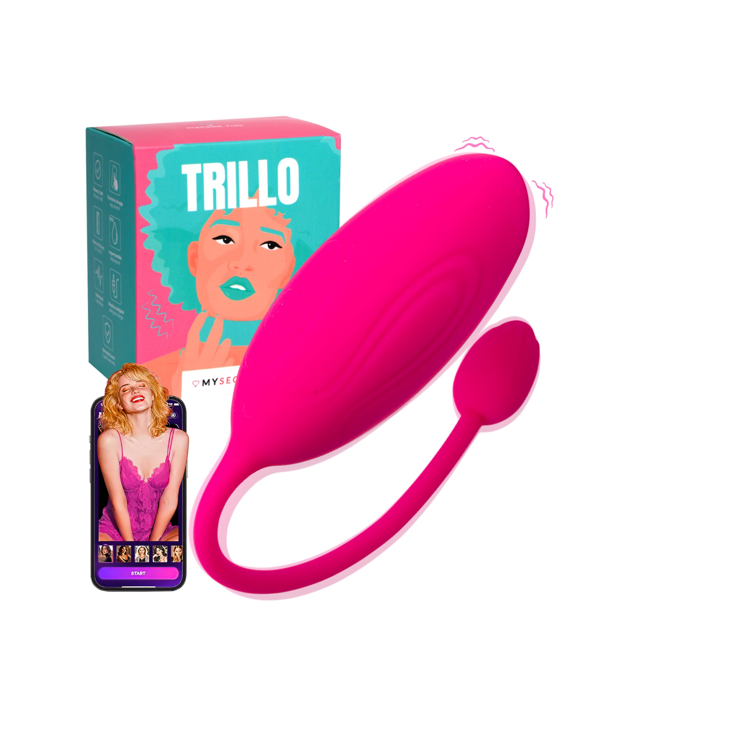 MySecretCase Vibrator App Vibratorensets für Frauen 7 Vibrationen und 3 Intensitätsstufen Vibro Eier für Frauen Beckenbodentrainer für Frau Sextoys Liebeskugeln für die Frau Vibrator mit App