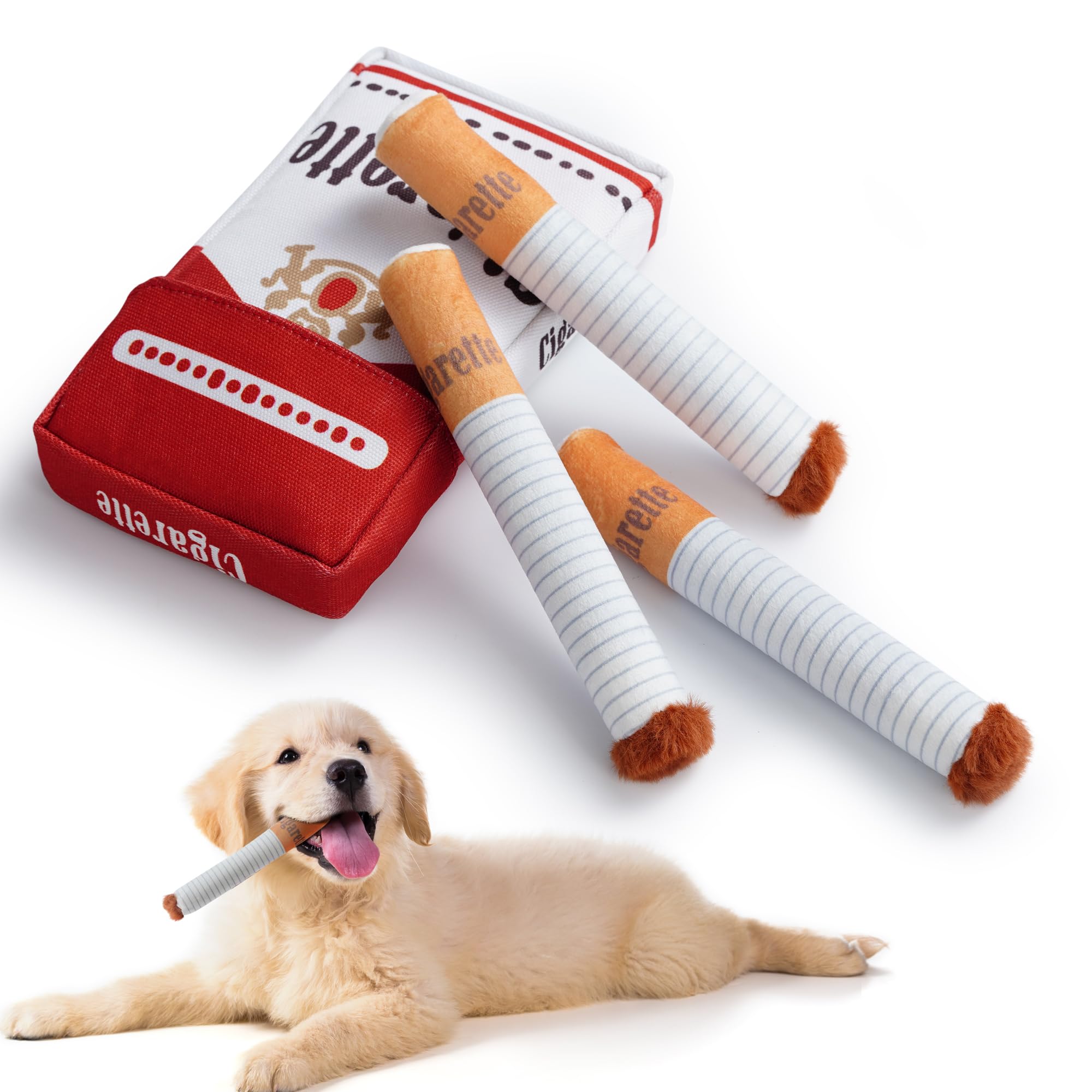 Nocciola 3er-Pack Quietsch-Puff-Stick-Spielzeuge mit Box, lustiges interaktives Plüsch-Hundespielzeug, Pitbull, Husky, Frenchie, Mops, gefülltes Welpenspielzeug für kleine bis mittelgroße Rassen